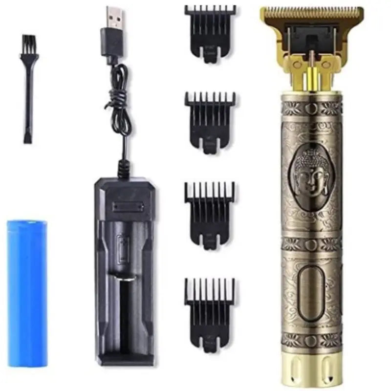 Máquina de corte de cabelo profissional para homens, aparador de barba, barbeador portátil sem fio, acabamento T9