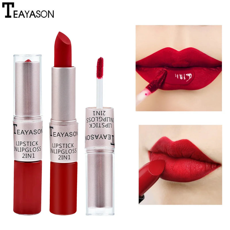 Batom Sexy Lip Gloss 2 Em 1 Lip Tint À Prova D'Água Longa Duração Hidratação Vermelho Batom Matte Maquiagem Para Mulheres