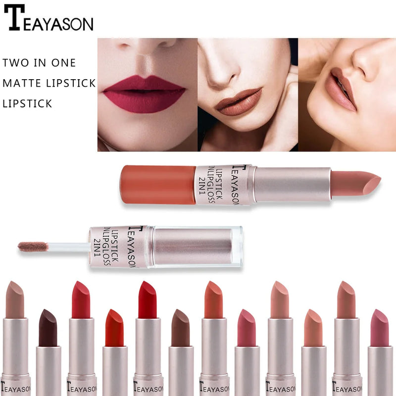 Batom Sexy Lip Gloss 2 Em 1 Lip Tint À Prova D'Água Longa Duração Hidratação Vermelho Batom Matte Maquiagem Para Mulheres