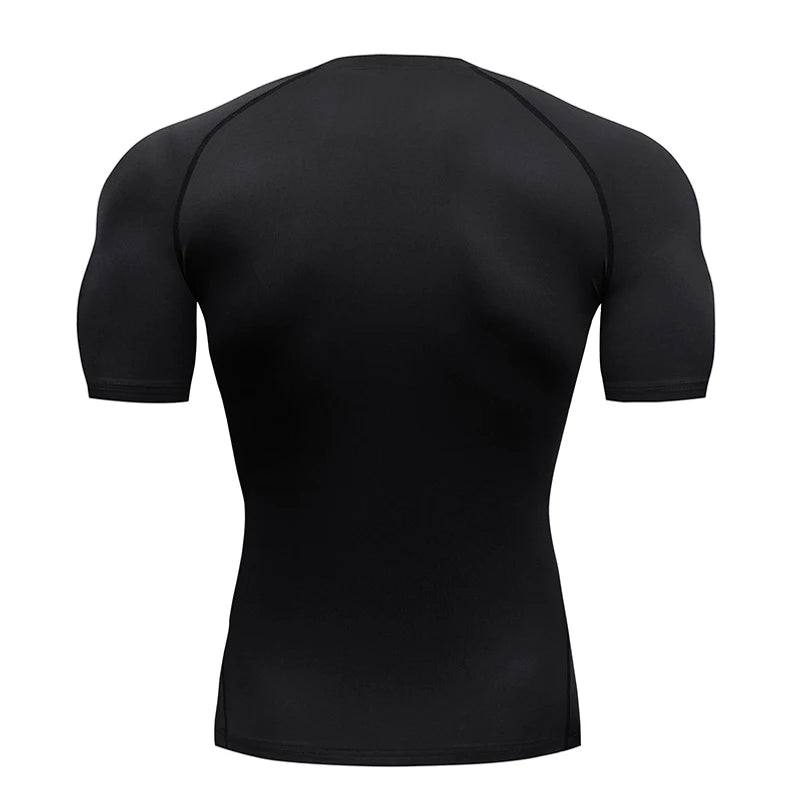 Camiseta de compressão masculina de secagem rápida, manga curta, segunda pele, academia, treino, fitness, corrida, camiseta masculina