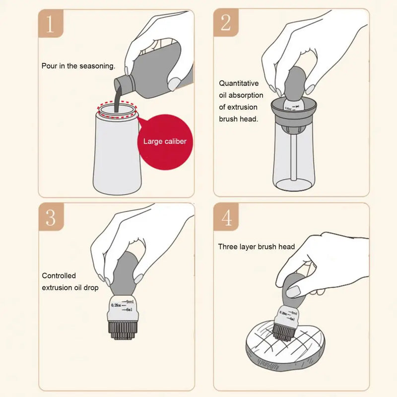 Cozinha Silicone Óleo Garrafa Molho Portátil Tempero Ferramenta Cozinhar Assar Churrasco Quantitativo Escova Dispensador Universal Acessórios