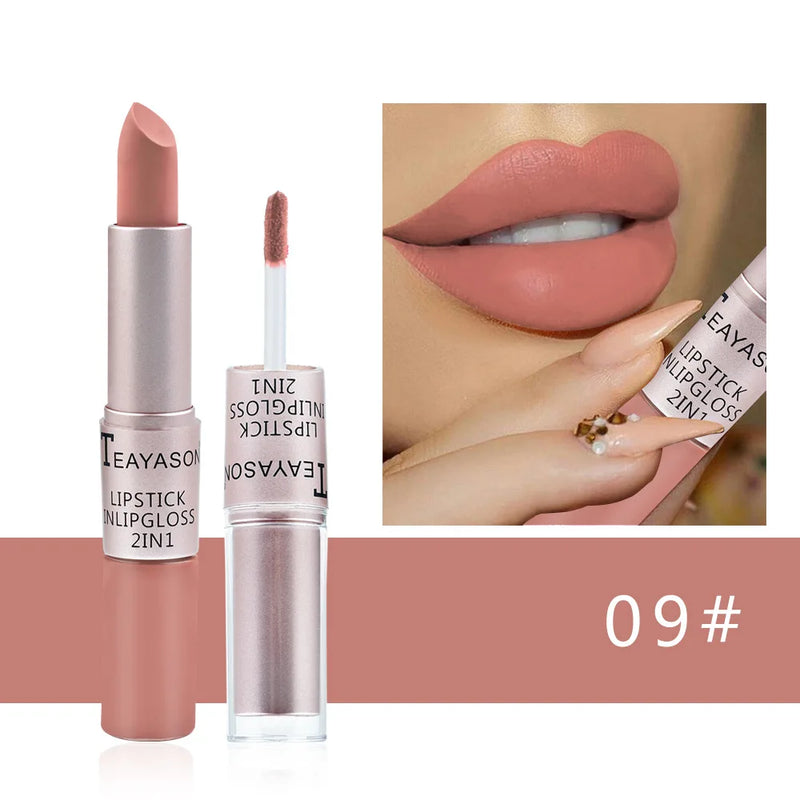 Batom Sexy Lip Gloss 2 Em 1 Lip Tint À Prova D'Água Longa Duração Hidratação Vermelho Batom Matte Maquiagem Para Mulheres