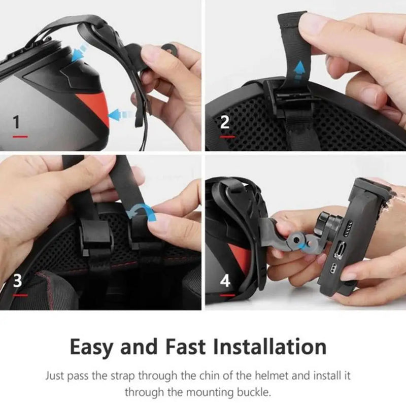 Suporte de montagem de cinta de queixo para capacete de motocicleta com clipe de telefone para câmera de ação GoPro Hero 11 10 9 Suporte de telefone celular de rosto inteiro