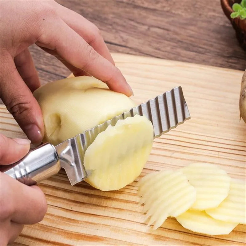 Fatiador de batata frita de modelo recente, cortador de vegetais, frutas, faca ondulada, batata frita, cortador de batata, acessórios para utensílios de cozinha