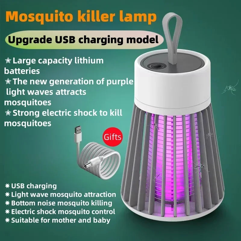 Nova lâmpada mosquiteira elétrica, lâmpada mosquiteira para acampamento ao ar livre, coletor de mosquitos, três em um