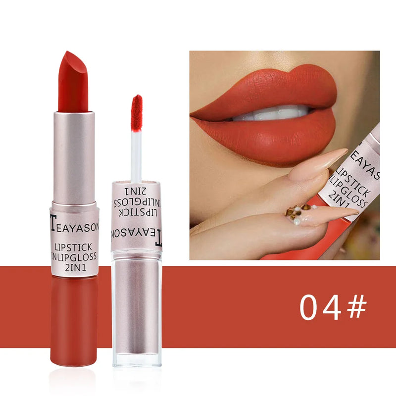 Batom Sexy Lip Gloss 2 Em 1 Lip Tint À Prova D'Água Longa Duração Hidratação Vermelho Batom Matte Maquiagem Para Mulheres