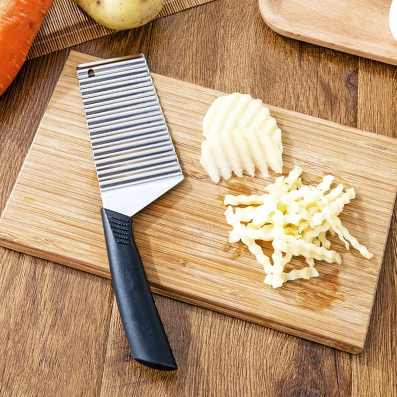 Fatiador de batata frita de modelo recente, cortador de vegetais, frutas, faca ondulada, batata frita, cortador de batata, acessórios para utensílios de cozinha