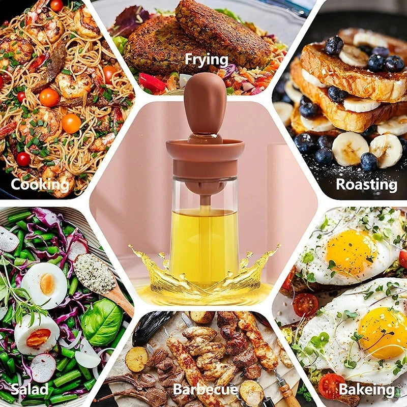 Cozinha Silicone Óleo Garrafa Molho Portátil Tempero Ferramenta Cozinhar Assar Churrasco Quantitativo Escova Dispensador Universal Acessórios