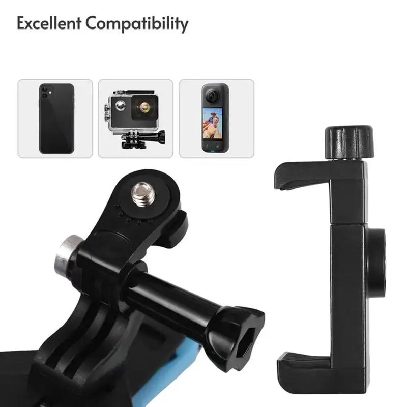 Suporte de montagem de cinta de queixo para capacete de motocicleta com clipe de telefone para câmera de ação GoPro Hero 11 10 9 Suporte de telefone celular de rosto inteiro