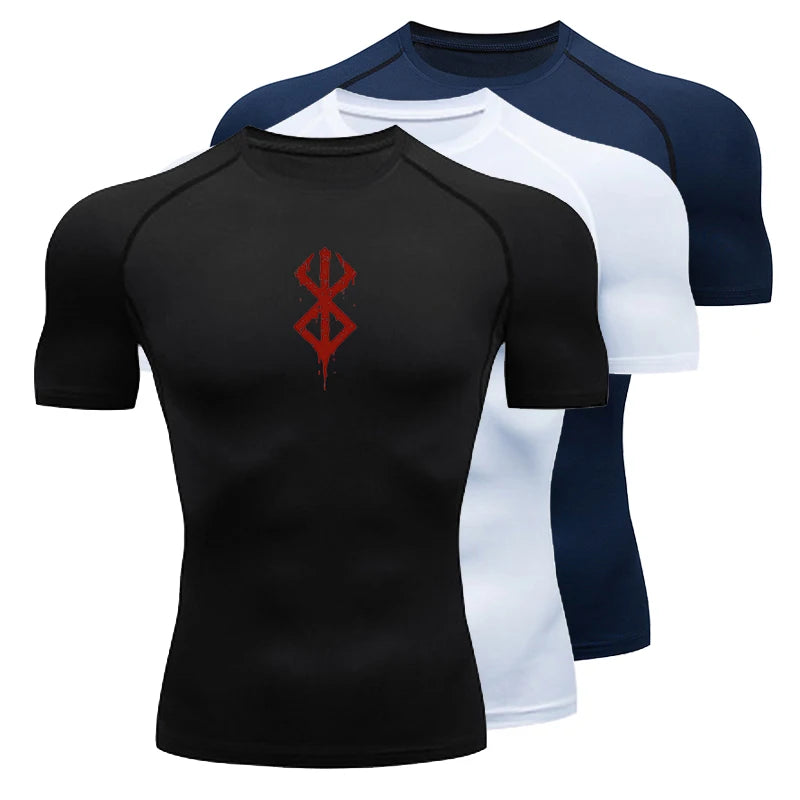 Camiseta de compressão masculina de secagem rápida, manga curta, segunda pele, academia, treino, fitness, corrida, camiseta masculina