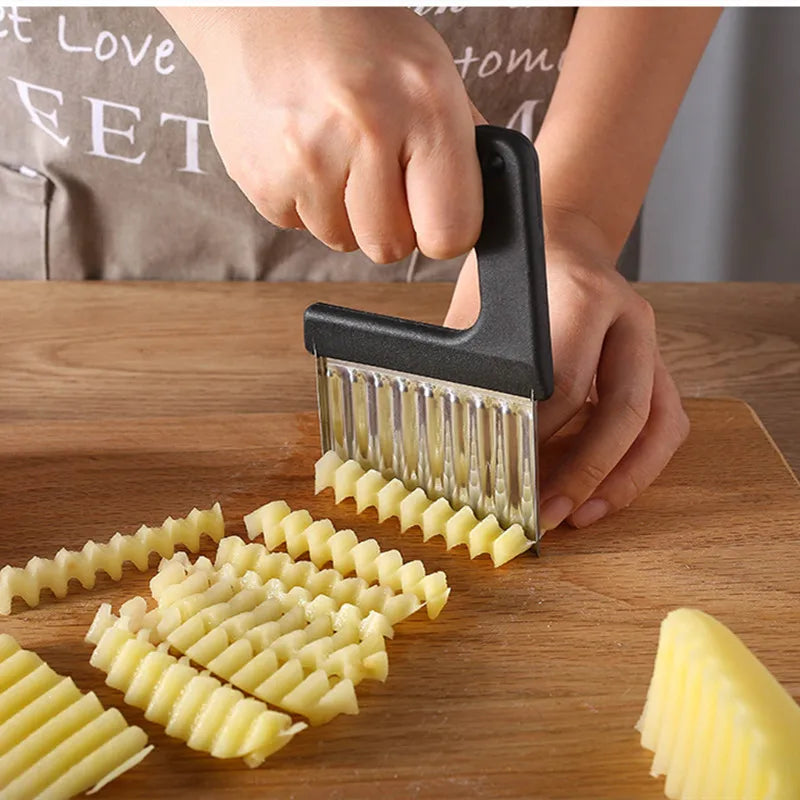 Fatiador de batata frita de modelo recente, cortador de vegetais, frutas, faca ondulada, batata frita, cortador de batata, acessórios para utensílios de cozinha