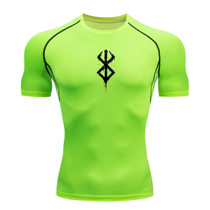 Camiseta de compressão masculina de secagem rápida, manga curta, segunda pele, academia, treino, fitness, corrida, camiseta masculina