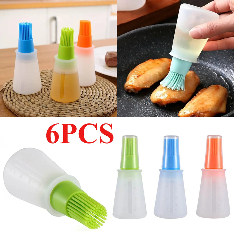 Escova de óleo de silicone com escova de garrafa, escovas de óleo portáteis, óleo líquido, pastelaria, ferramenta de cozinha para assar, para churrasco