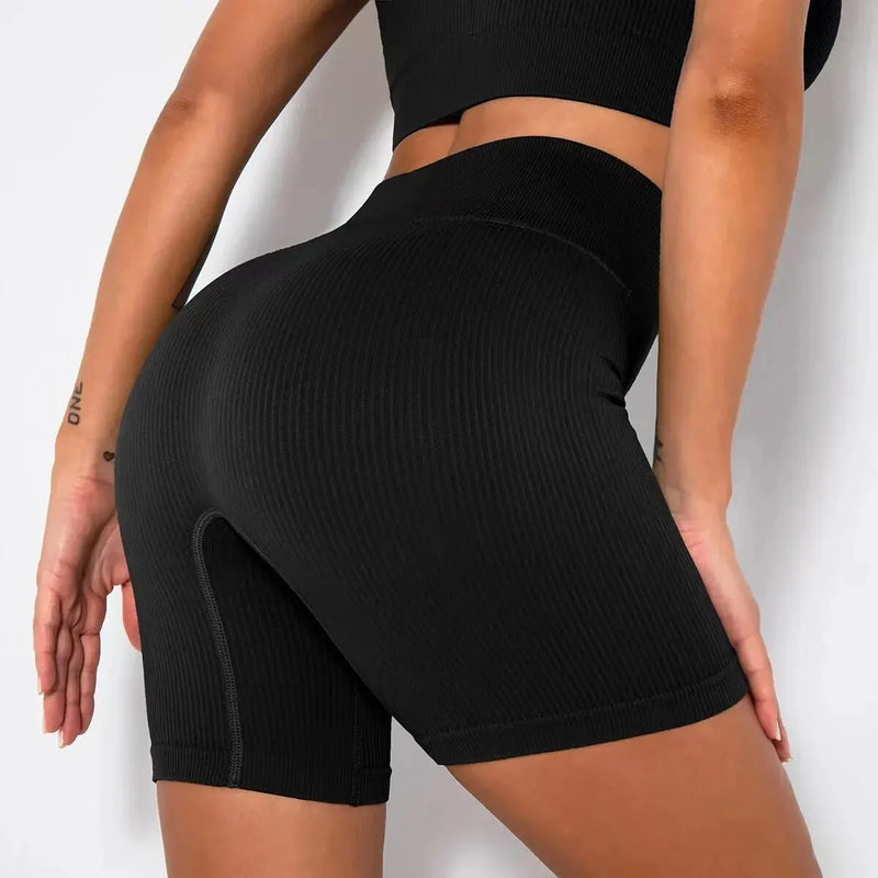 Shorts esportivos de malha sem costura, casual, cintura alta, push up, ciclismo, fitness, corrida, levantamento de quadril, shorts de ioga, roupas esportivas