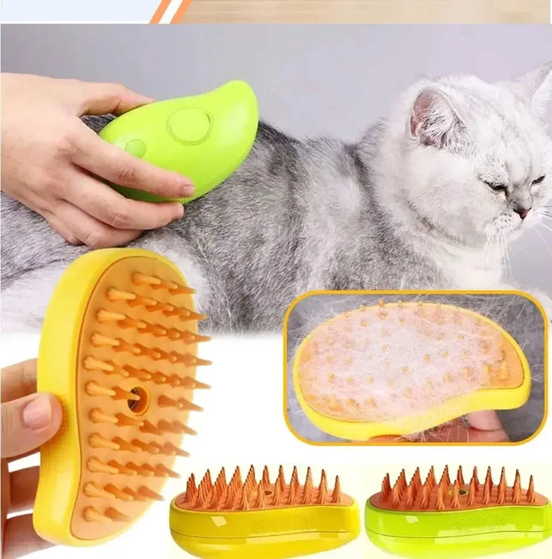 Escova de vapor para gatos e cachorros, escova de vapor elétrica, pulverizador para massagem, ferramenta de tosa para animais de estimação, queda de pelos, 3 em 1, sprays elétricos, pentes de massagem