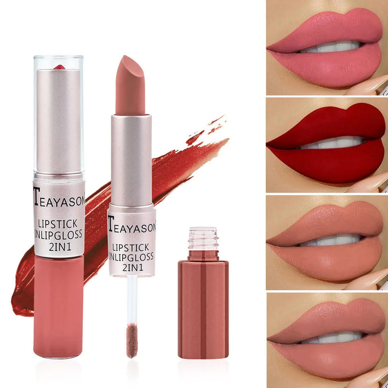 Batom Sexy Lip Gloss 2 Em 1 Lip Tint À Prova D'Água Longa Duração Hidratação Vermelho Batom Matte Maquiagem Para Mulheres