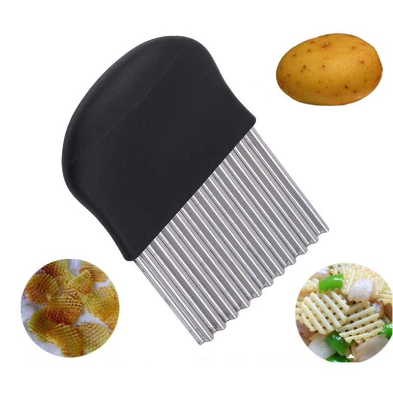 Fatiador de batata frita de modelo recente, cortador de vegetais, frutas, faca ondulada, batata frita, cortador de batata, acessórios para utensílios de cozinha