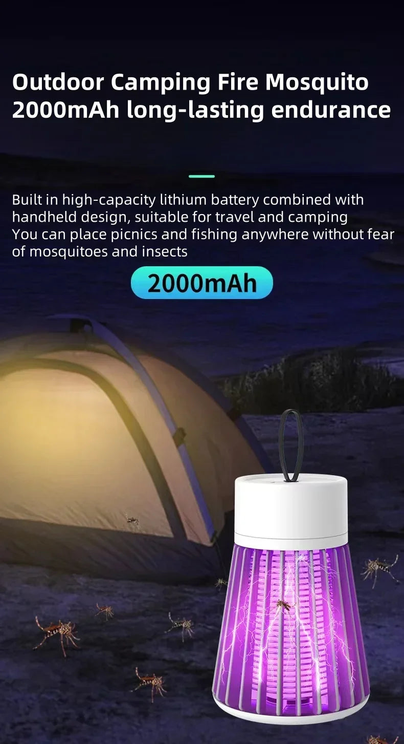 Nova lâmpada mosquiteira elétrica, lâmpada mosquiteira para acampamento ao ar livre, coletor de mosquitos, três em um