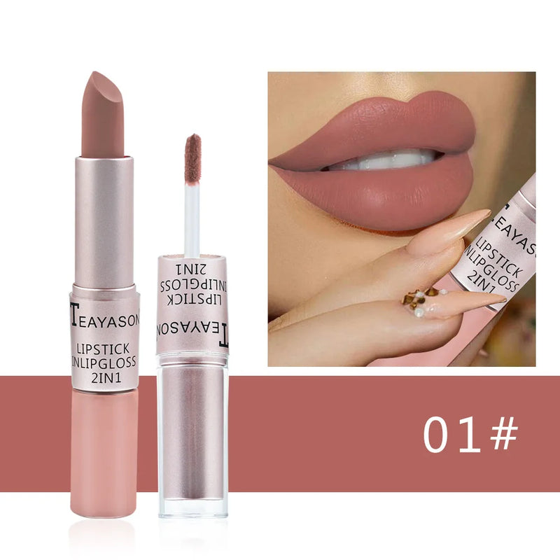 Batom Sexy Lip Gloss 2 Em 1 Lip Tint À Prova D'Água Longa Duração Hidratação Vermelho Batom Matte Maquiagem Para Mulheres