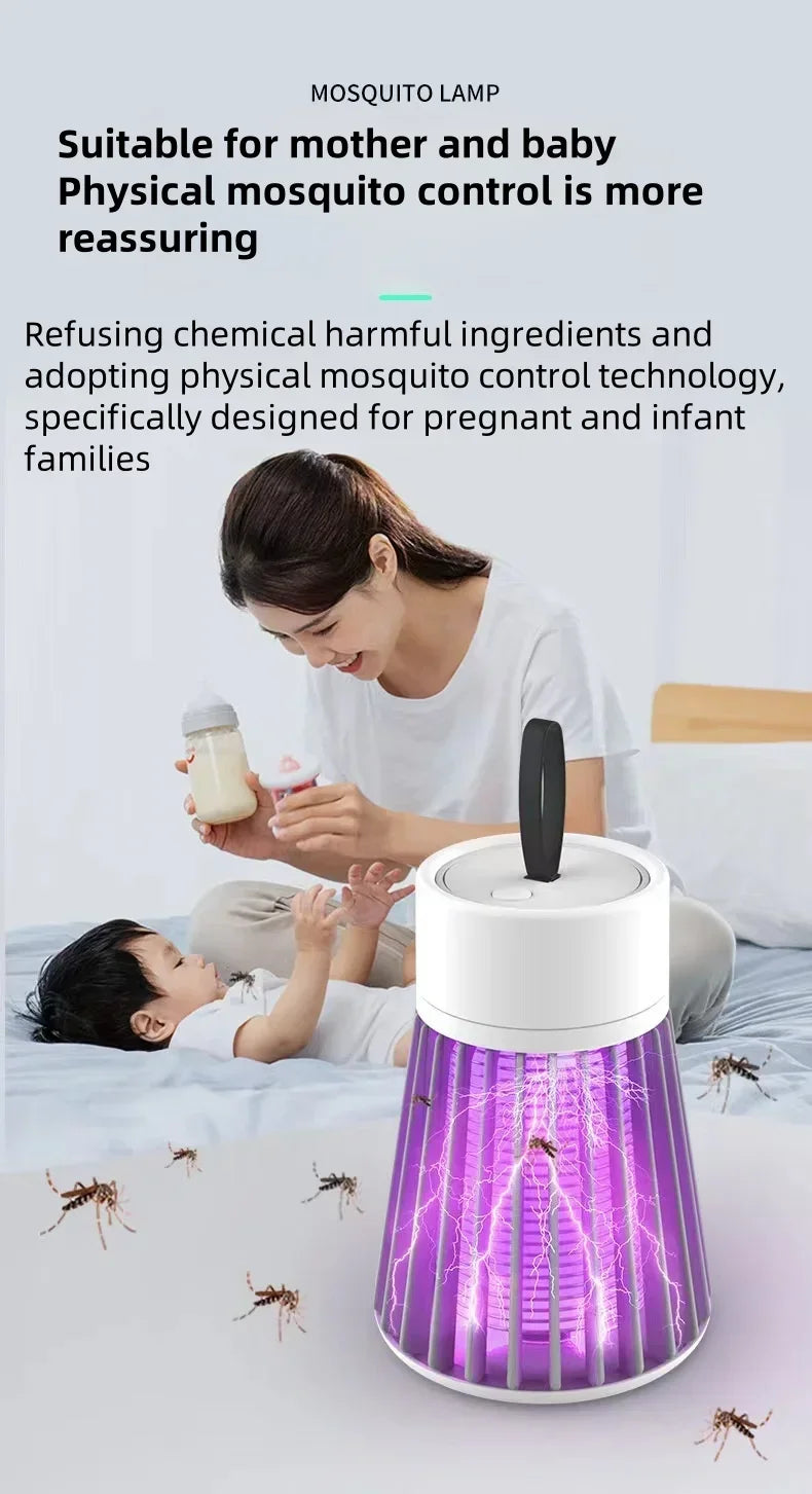 Nova lâmpada mosquiteira elétrica, lâmpada mosquiteira para acampamento ao ar livre, coletor de mosquitos, três em um